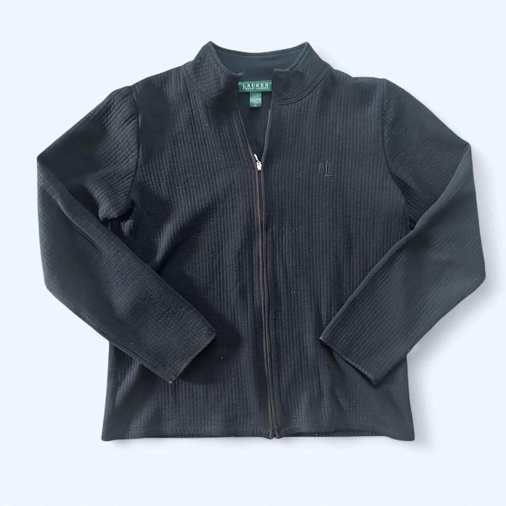 Vintage Ralph Lauren Women’s Black Zip Up Cotton Jacket Size Medium